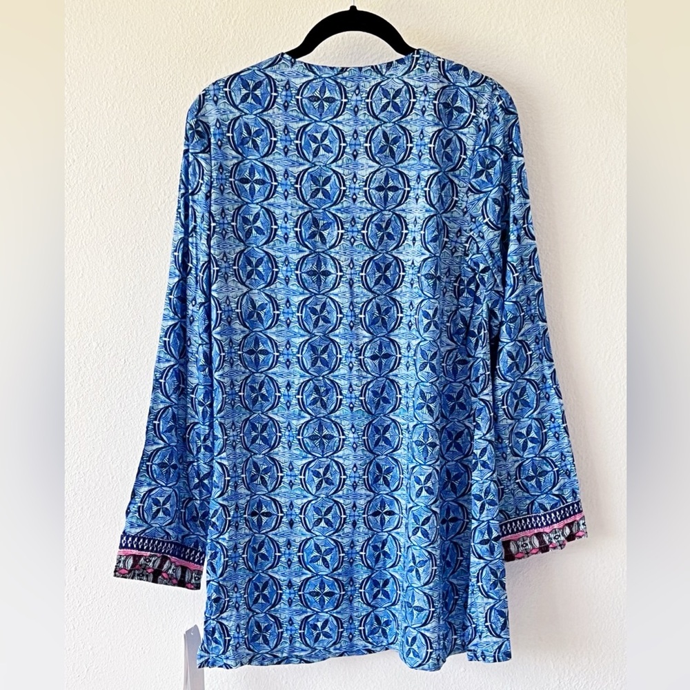 Brand NEW La Blanca Swimwear Beachy Cover-Up Dress Blue Geometric Size XS - Picture 11 of 16
